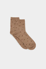 Springfield Long sock with little flowers nude