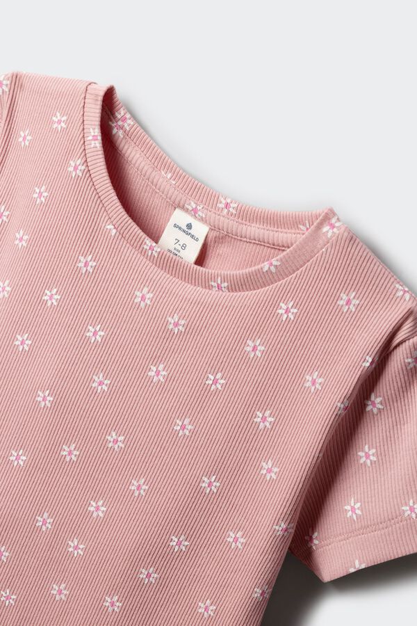 Springfield Kids Majica kratkih rukava sa cvetnim vezom za devojčice Roze