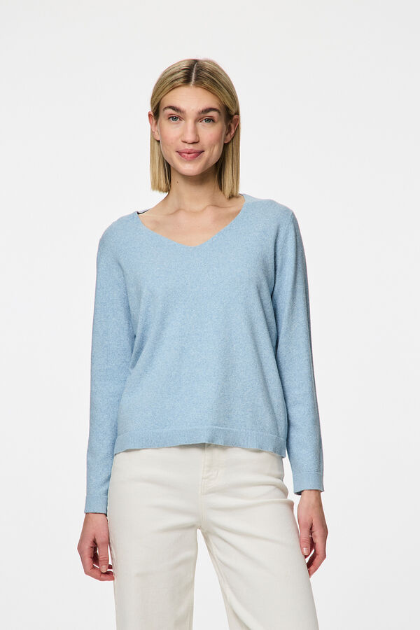 Pieces Jersey fino de punto azul