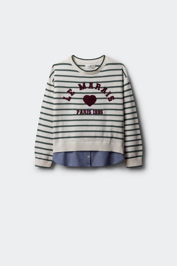 Springfield Kids Devojački džemper u obliku srca &bdquo;Le Marais&ldquo; Zelena