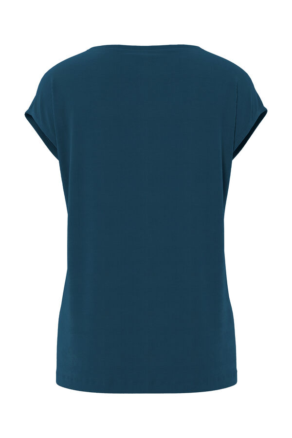 Pieces T-shirt b&aacute;sica fluida azul