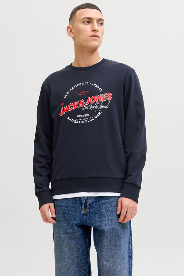 Jack & Jones Sudadera logo grande azul
