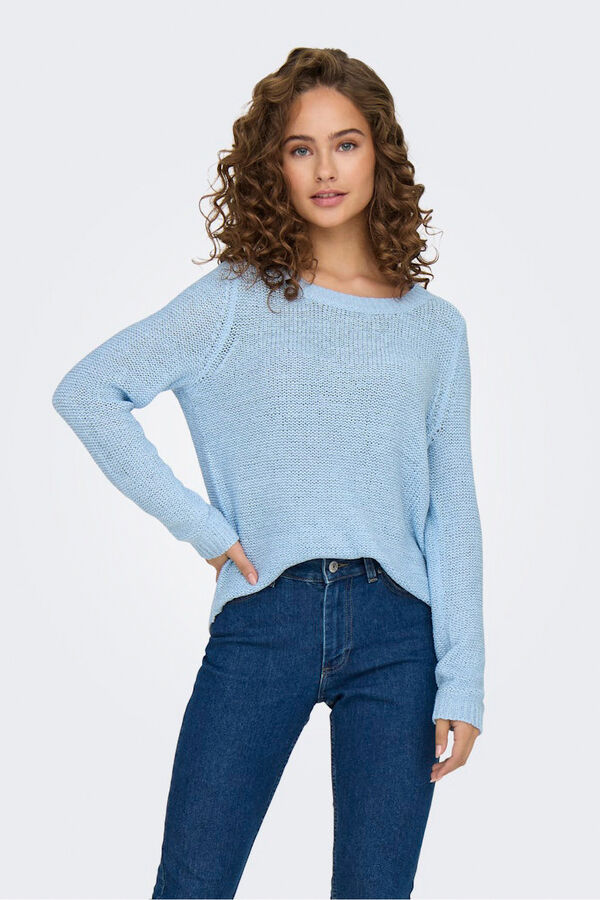 Only Jersey de cuello redondo azul