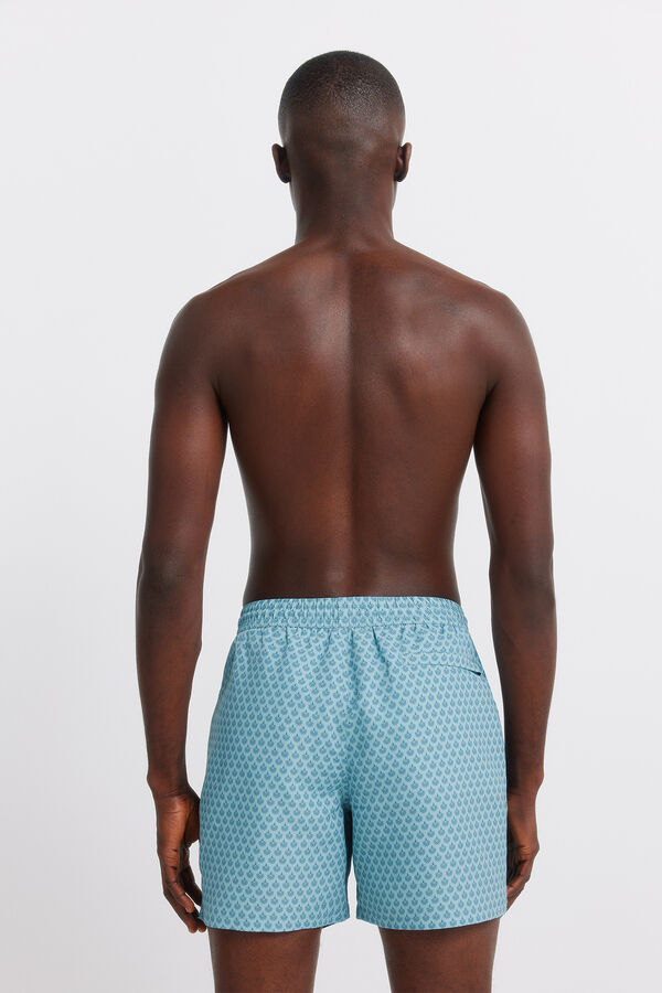 Springfield Kupaći kostim sa mozaik printom i džepom sa rajsfer&scaron;lusom Plava