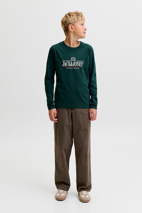 Jack & Jones Junior T-shirt regular manga comprida verde