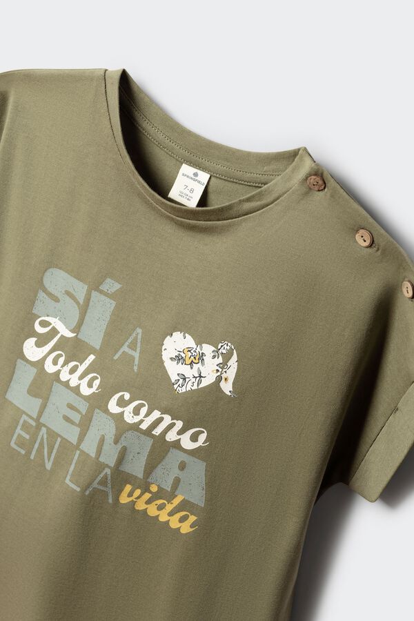 Springfield Kids Camiseta "S&iacute; a todo como lema en la vida" kaki