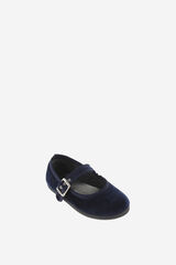Victoria Kids Girls' velvet ballet flats with matching trim and buckle fastening blue