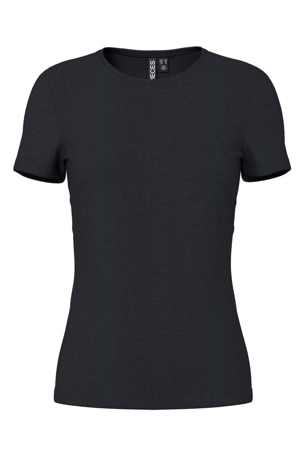 Pieces T-shirt b&aacute;sica preto