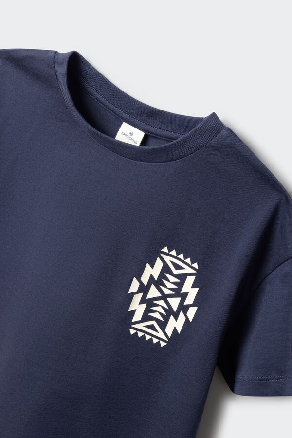 Springfield Kids Camiseta manga corta gr&aacute;fico &eacute;tnico ni&ntilde;o azul