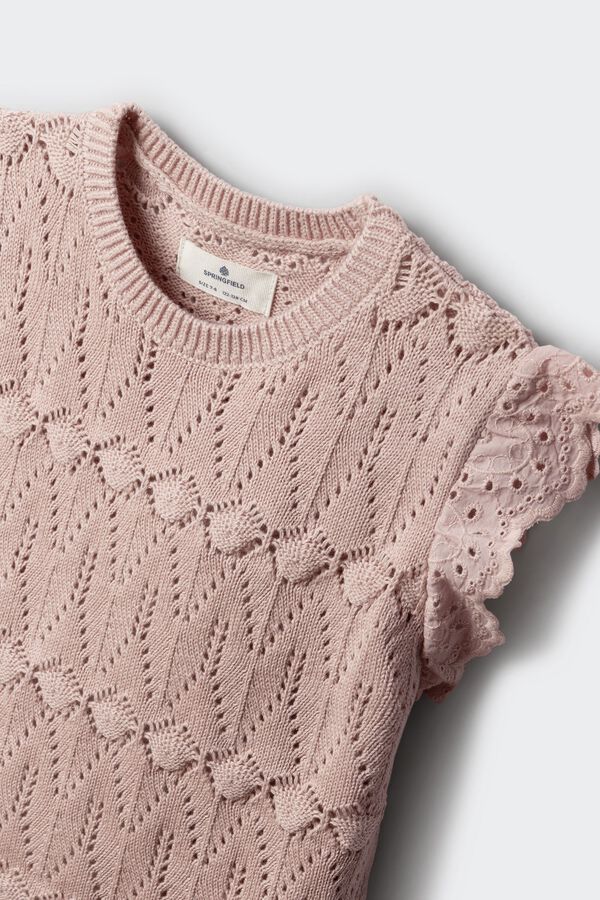 Springfield Kids Pleteni top sa karnerima za devojčice Roze