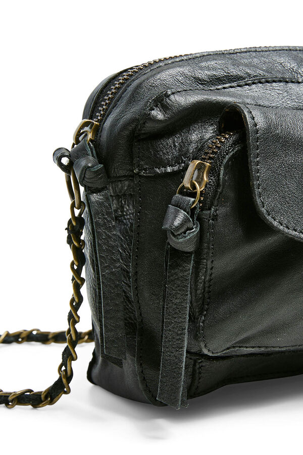 Pieces Bolso bandolera 100% piel negro