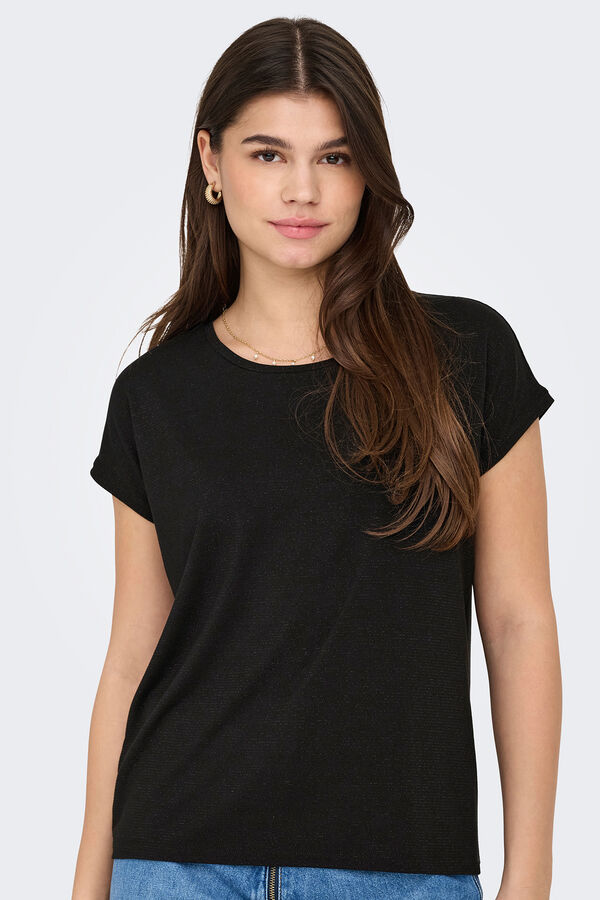 Only Camiseta regular fit glitter negro