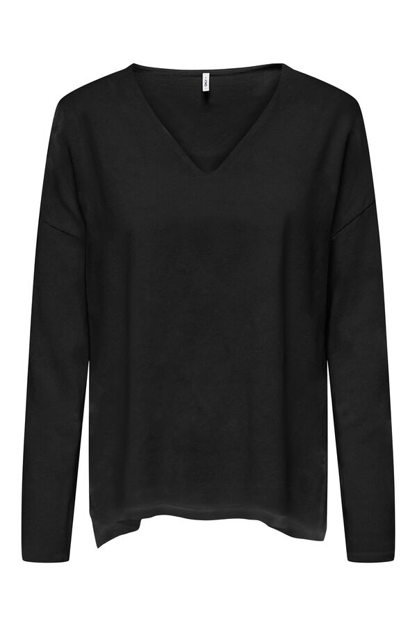 Only Jersey oversized cuello de pico negro