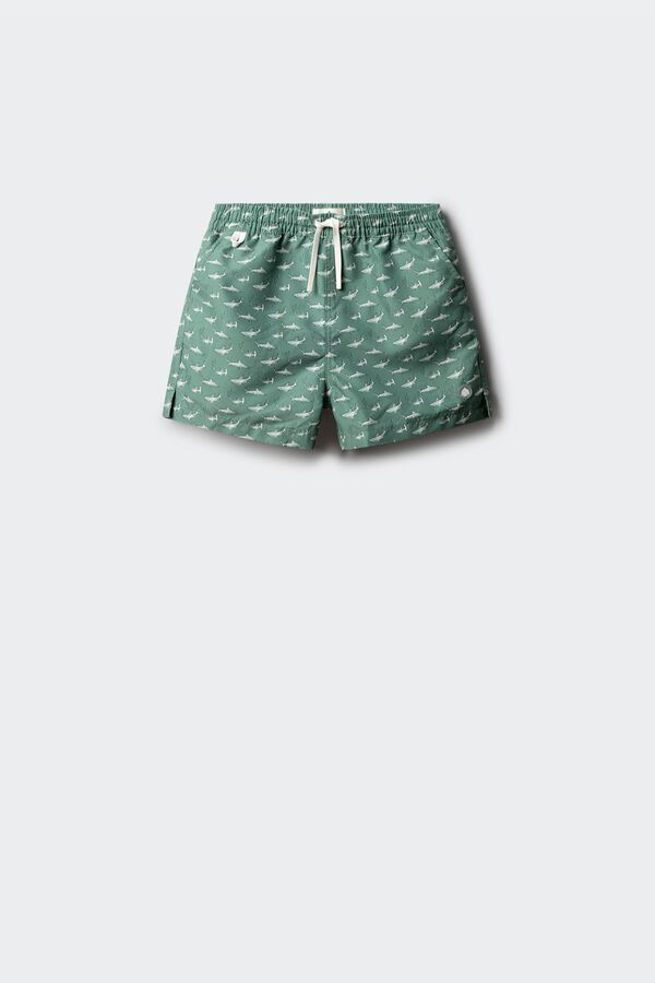 Springfield Kids Dečiji kupaći kostim sa ajkulama Zelena