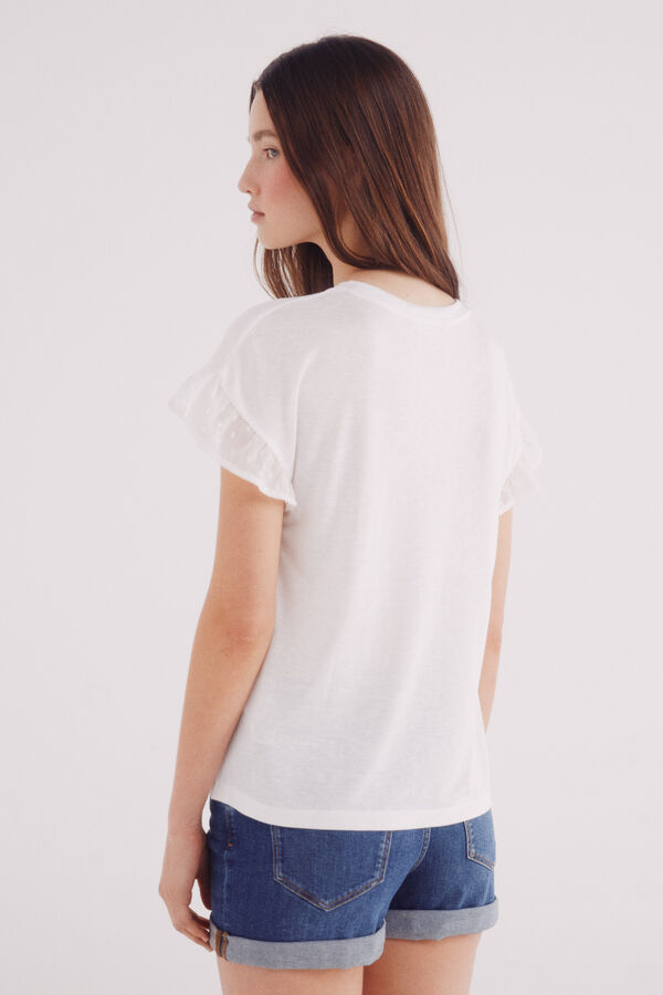 Springfield manche -shirt volant plumetis imprim&eacute;