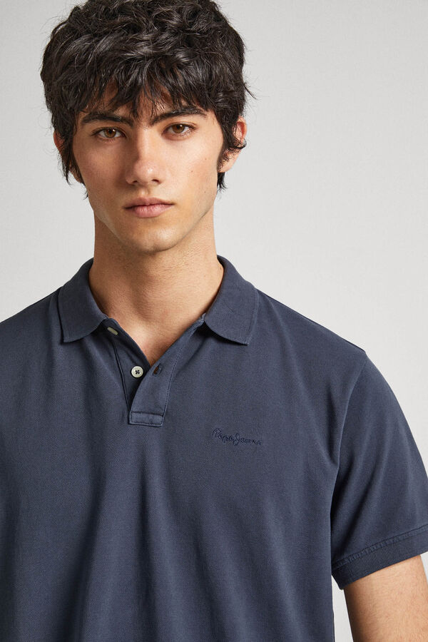 Springfield Piqué polo shirt with embroidered logo tamno plava