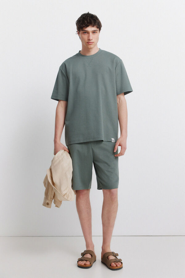 Springfield Bermude od vafl tkanja Zelena