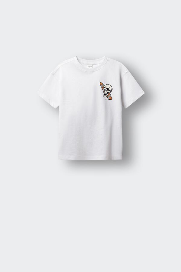 Springfield Kids T-shirt de manga curta com caveira surfista para menino bege