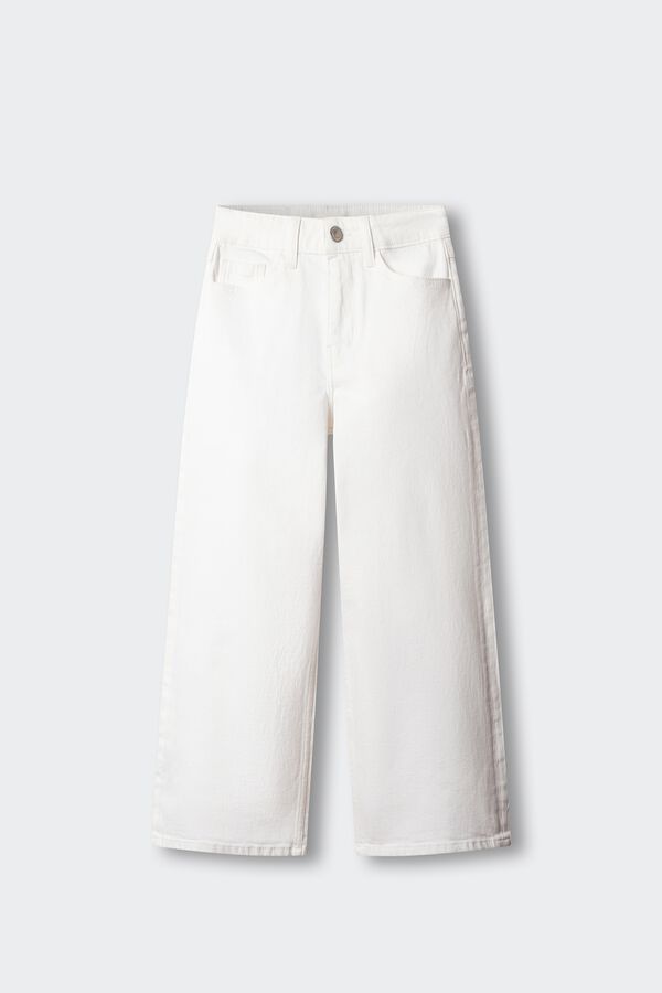 Springfield Kids Pantalon wide leg denim basico ni&ntilde;a marfil
