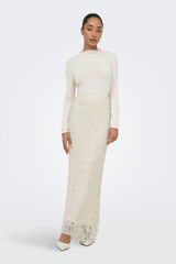 Only Falda larga de encaje beige