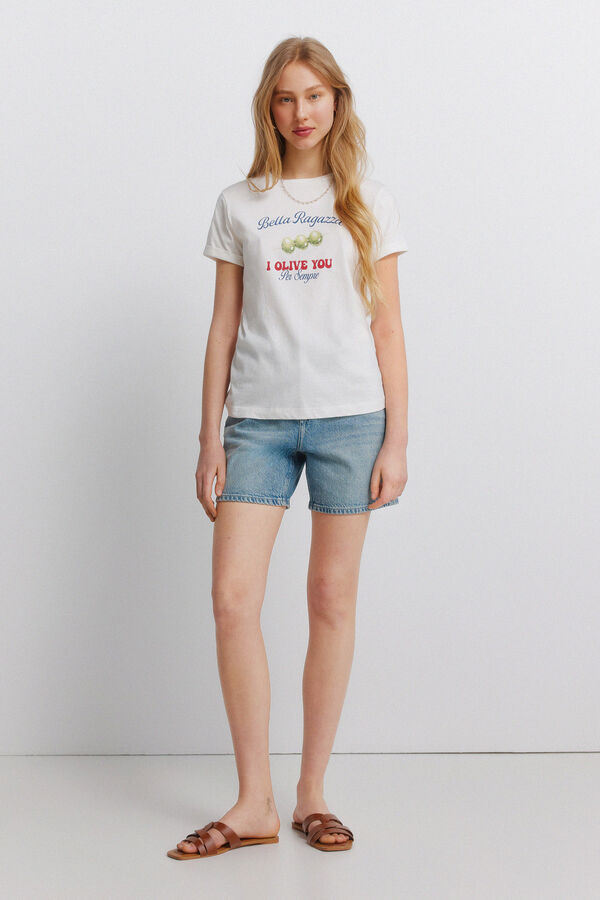 Springfield Camiseta manga corta dibujo marfil