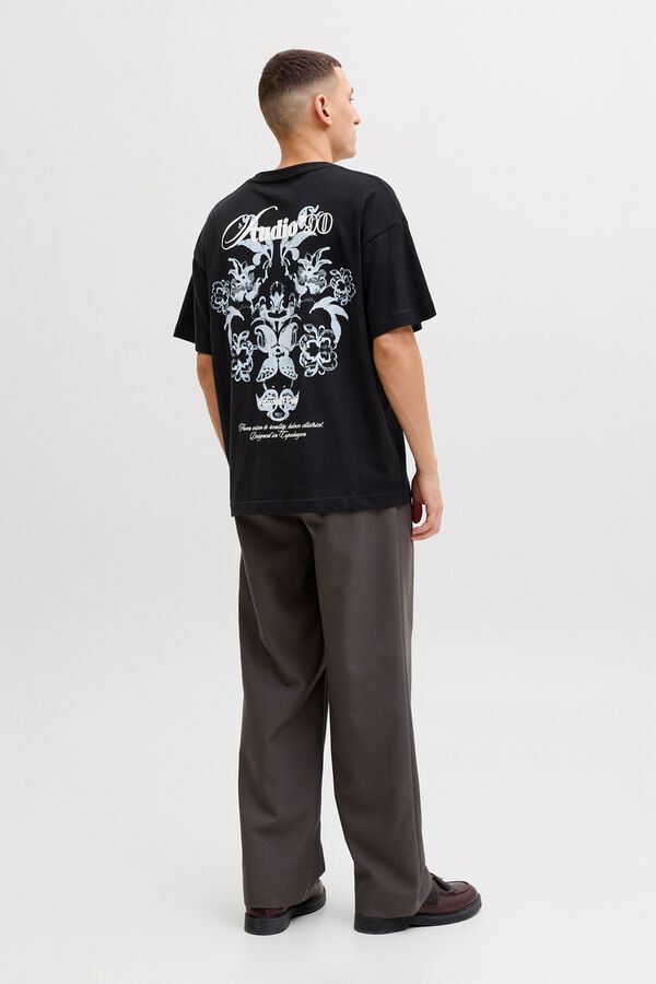 Jack & Jones T-shirt loose em algod&atilde;o preto