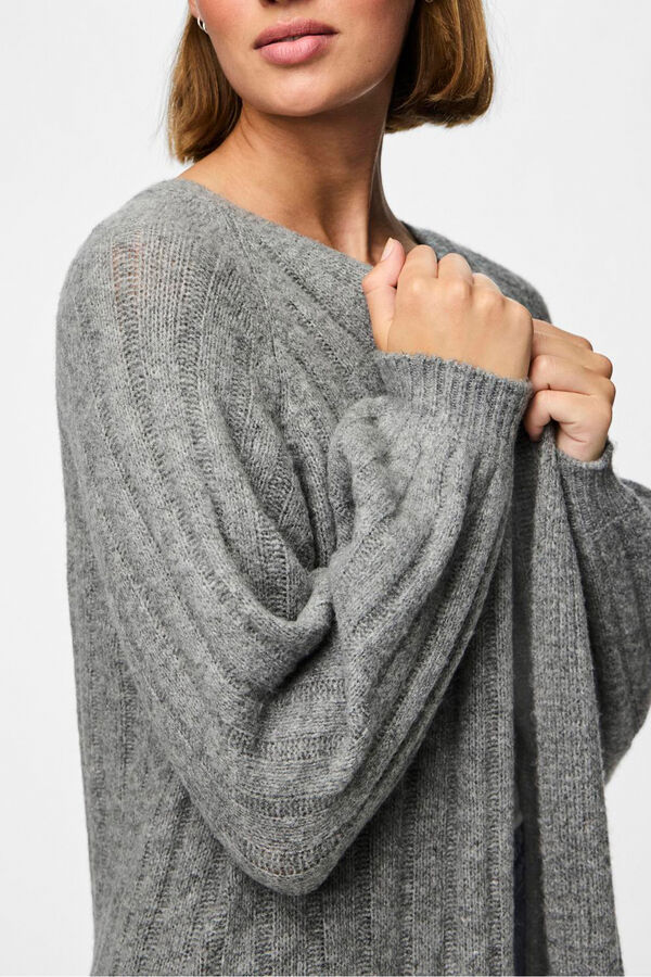 Pieces Casaco de malha comprido cinzento