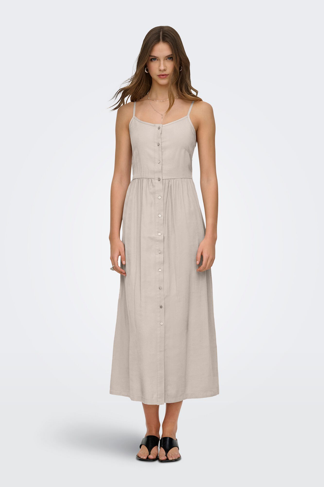 Only Vestido comprido abotoado