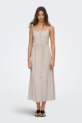 Only Vestido largo abotonado beige