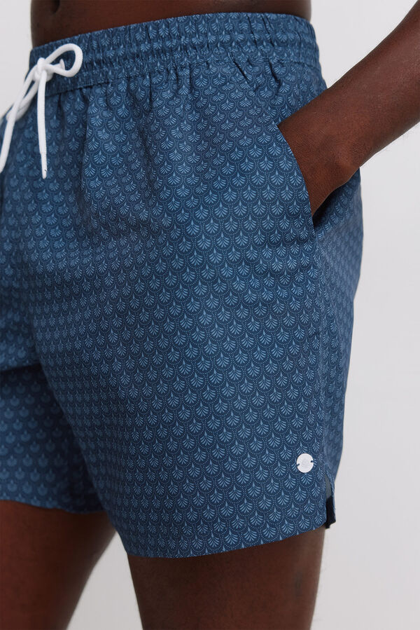 Springfield Kupaći kostim sa mozaik printom i džepom sa rajsfer&scaron;lusom Plava