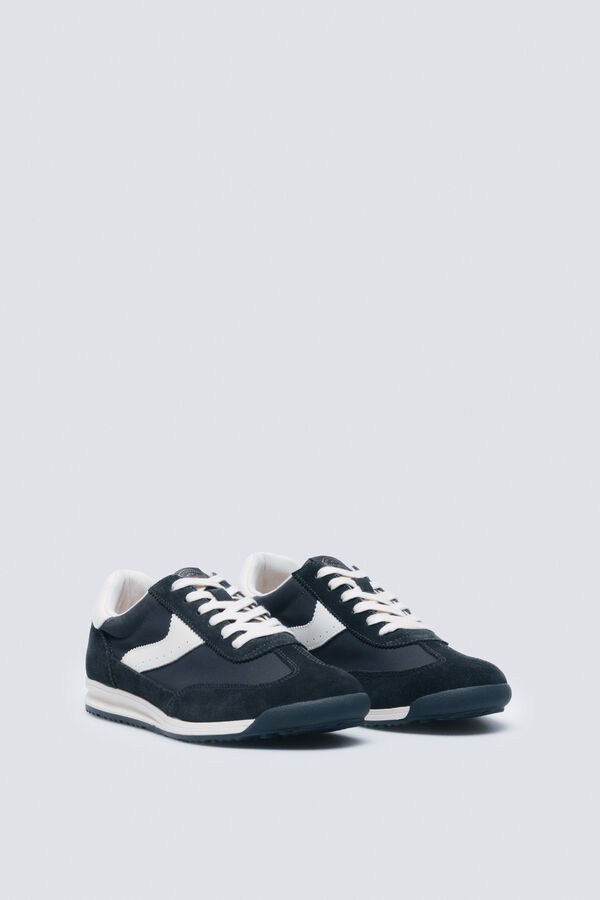 Springfield Zapatilla piel estilo retro azul