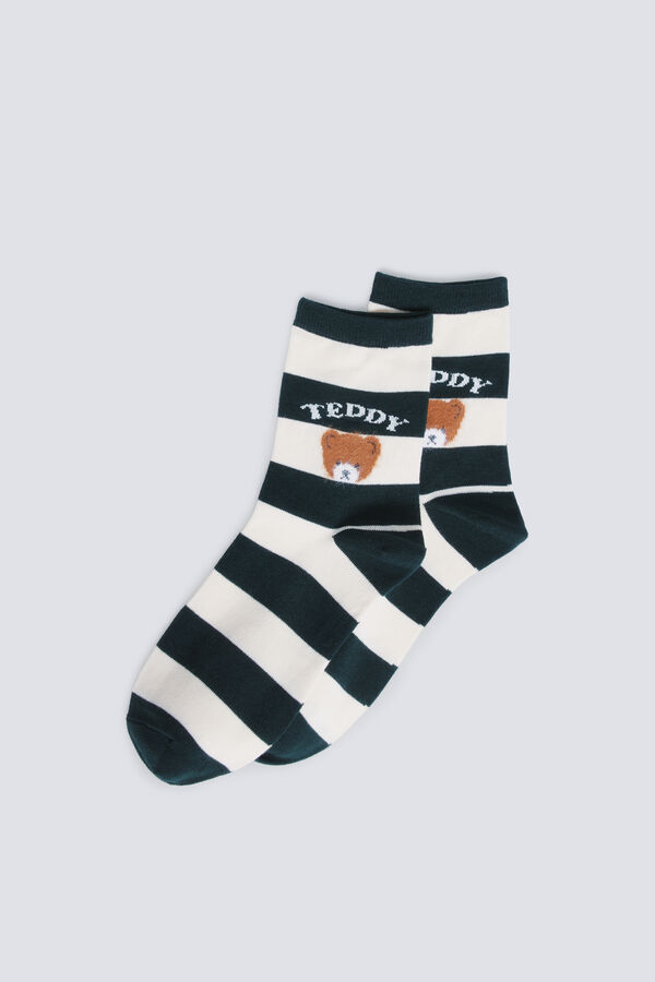 Springfield Prugaste čarape sa medvedićem Zelena