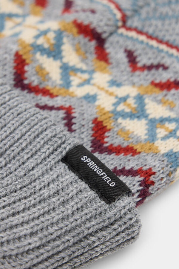 Springfield Graue Jacquard M&uuml;tze Grau