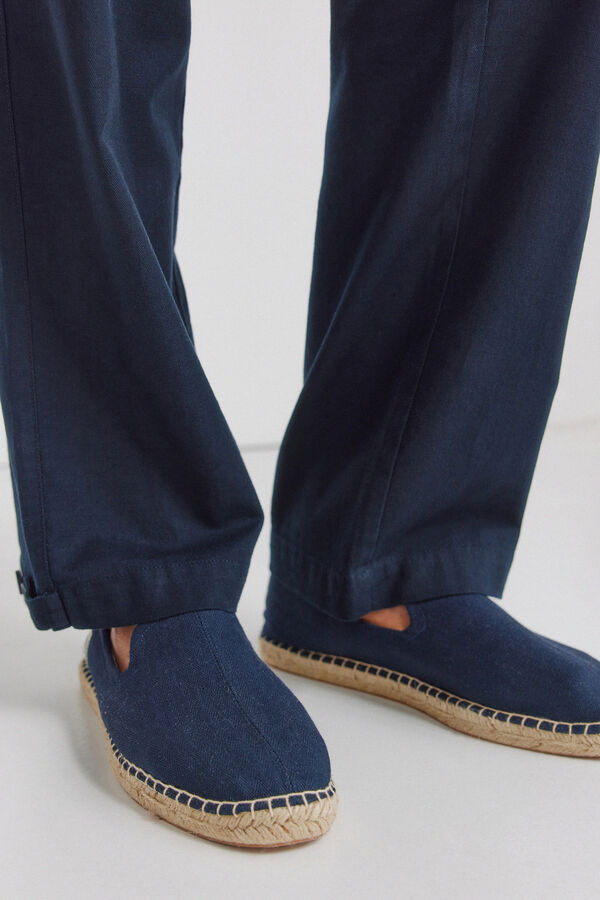 Springfield Espadrile od pamuka sa dezenom riblje kosti Plava