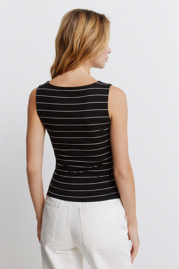 Springfield Pamučni top bez rukava sa okruglom kragnom Crna