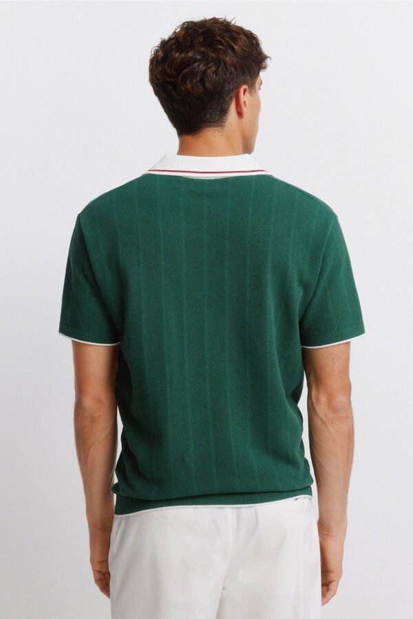 Springfield Sportska polo majica sa kontrastnim detaljima Zelena