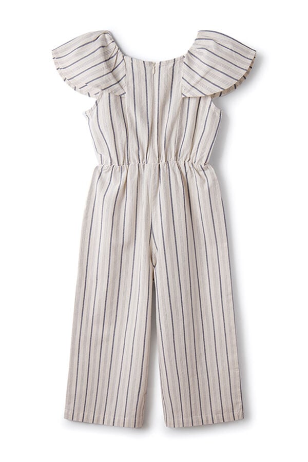 Springfield Girls' striped linen jumpsuit camel
