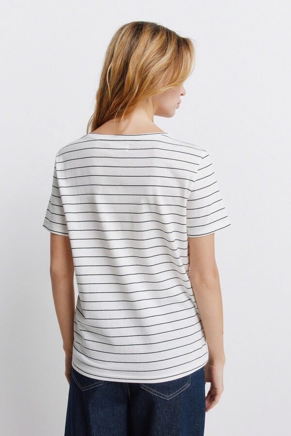 Springfield Pamučna osnovna majica V-izrez Bež