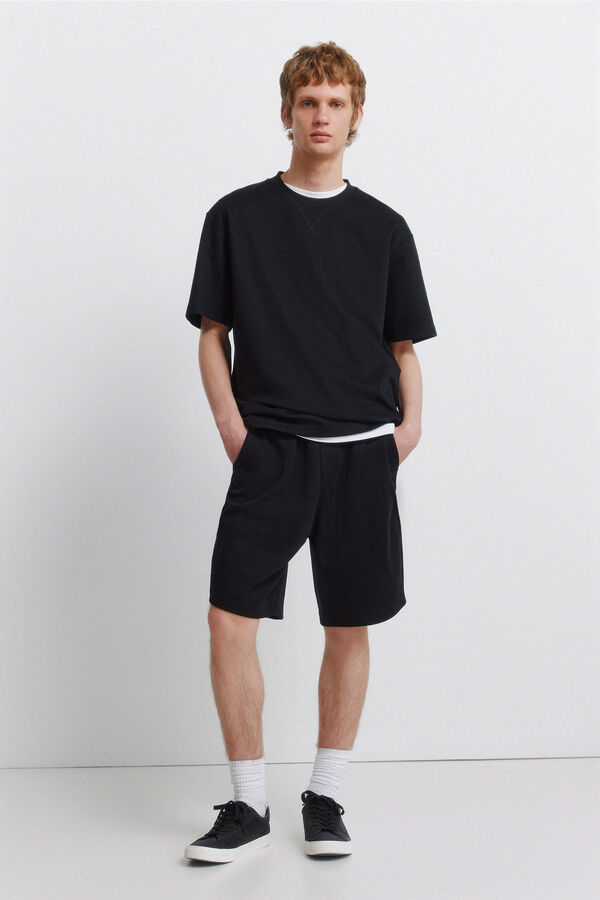 Springfield Majica od vafl tkanja Crna