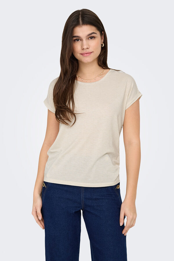 Only Camiseta regular fit glitter blanco