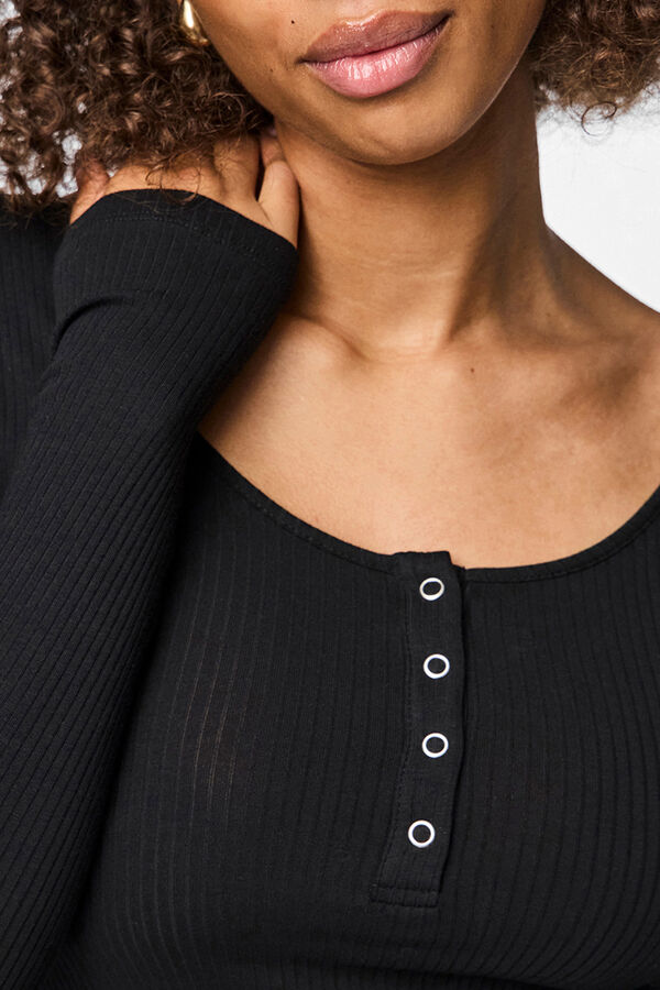 Pieces Top canelado preto