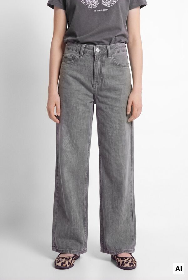Springfield Kids Pantalon wide leg denim basico ni&ntilde;a gris