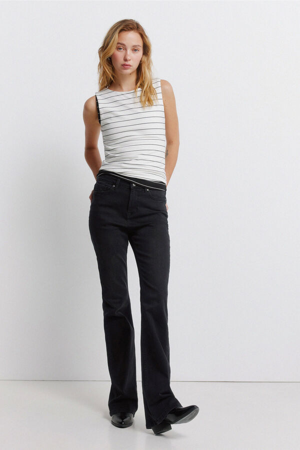 Springfield Pamučni top bez rukava sa okruglom kragnom Bež