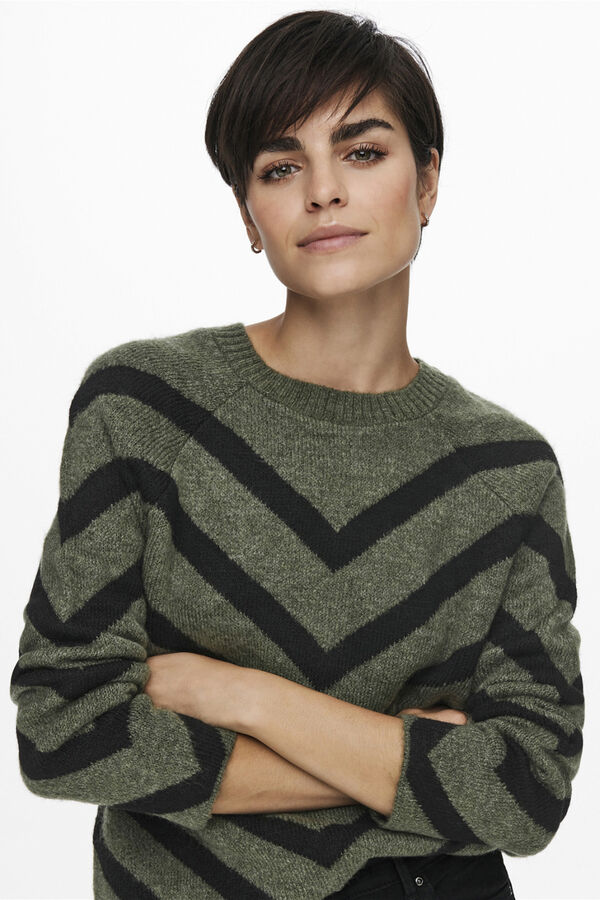 Only Jersey con estampado geom&eacute;trico marr&oacute;n