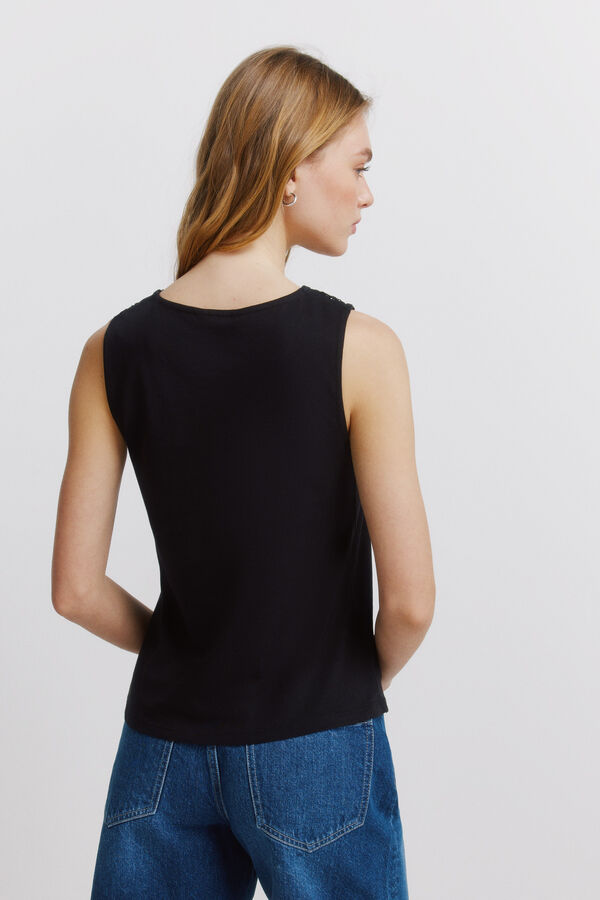 Springfield Majica sa bretelama i vezom Crna