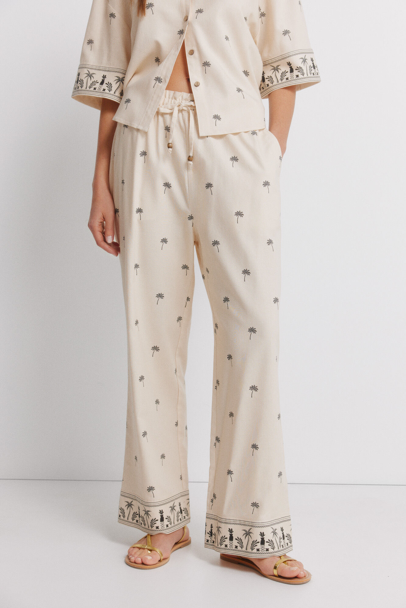 Springfield Pantal&oacute;n lino estampado