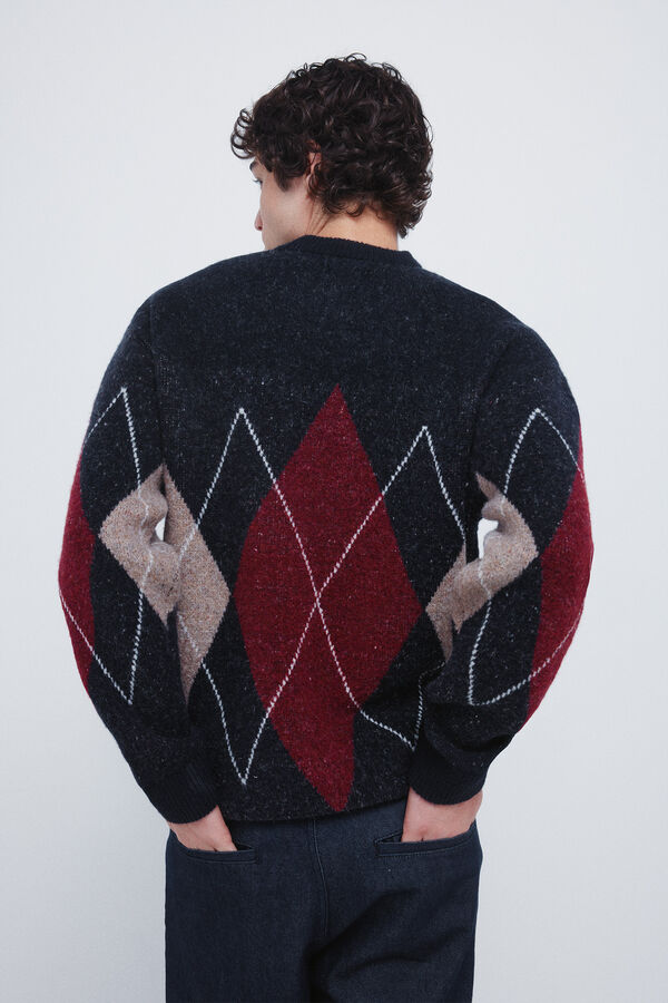 Springfield Elegantni džemper sa dijamantskim uzorkom Bordo