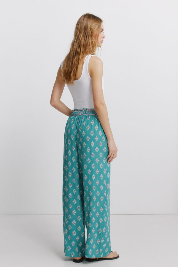 Springfield Pantalone sa printom od rustičnog platna sa učkurima Kaki