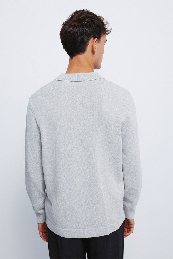 Springfield Džemper sa majica polo kragna i dugmići Siva