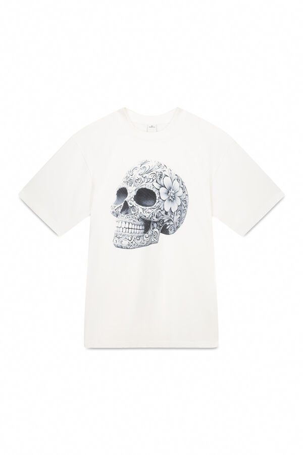 Springfield Camiseta calavera marfil